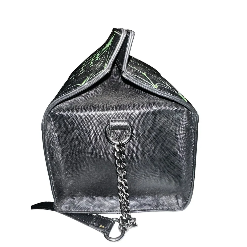 Mad Engine Haunted House Ghosts Dracula Spider Web Crossbody Bag Black EUC